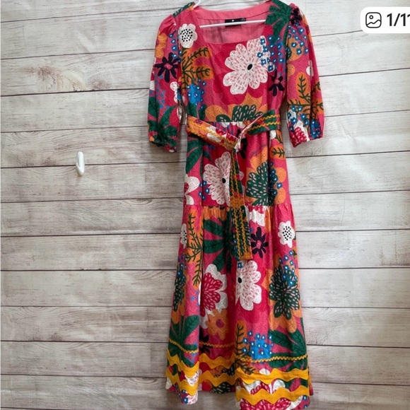 Emily Lovelock Dresses & Skirts - Floral Maxi Dress with Belt